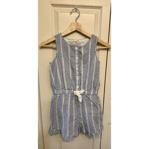 Copper Key Blue White 100% Cotton Striped‎ Girls Shorts Romper Size Large EUC